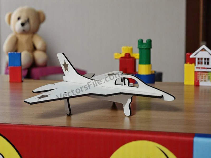 Laser Cut 3D Wooden Puzzle Aeroplane wooden Fighter Jet Model