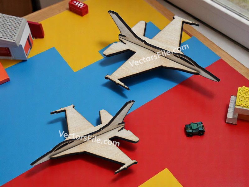 Laser Cut Wooden F 16 Fighter Plane 3D Puzzle Aircraft Toy Model Kit
