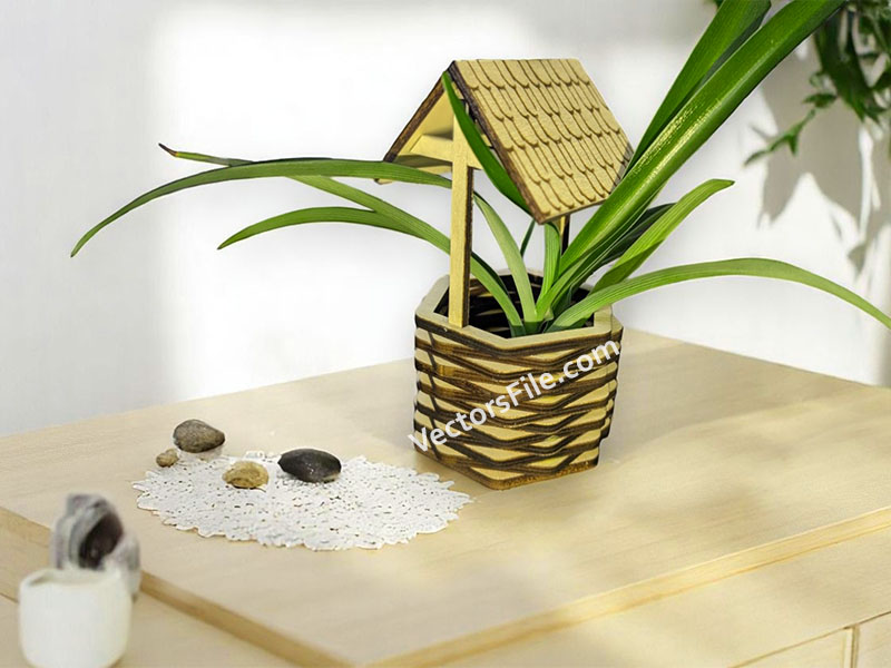 Laser Cut Wooden Indoor Plant Holder for Room Decor Idea