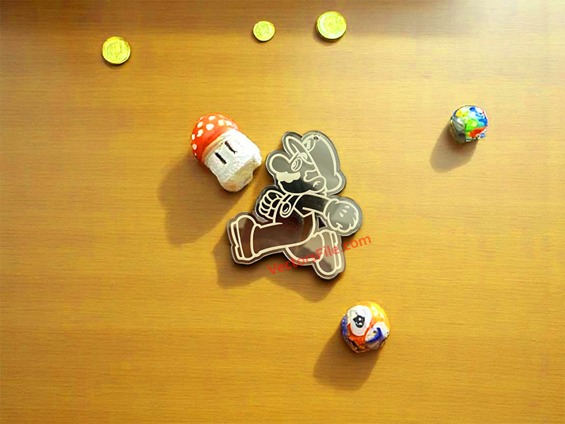 Laser Cut Mario Cartoon Character Acrylic Keychain Template