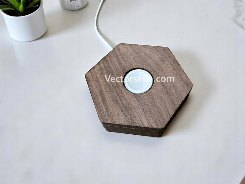 Apple Watch Hexagon Laser Cut Wooden Stand