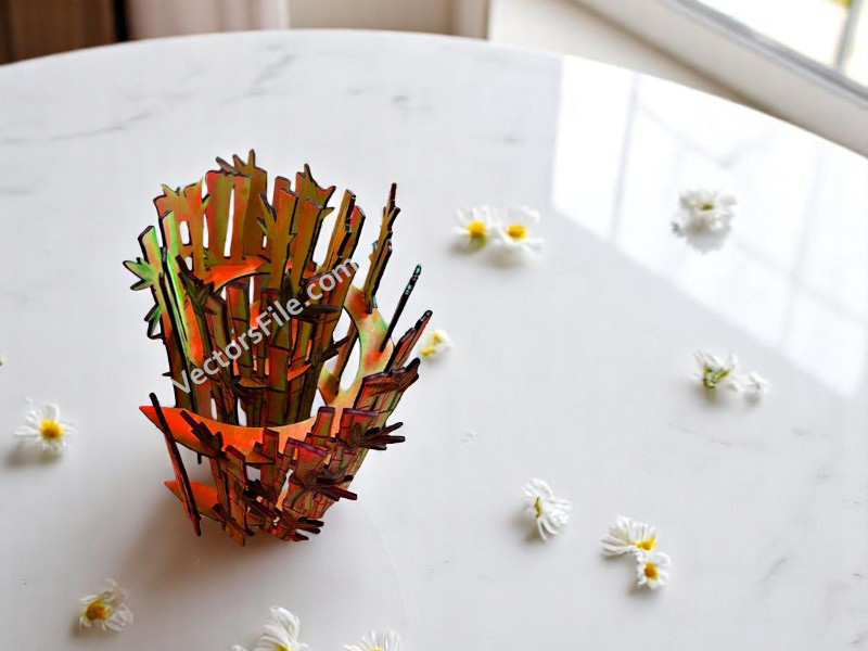 Laser Cut Spiral Bamboo Table Lamp Template