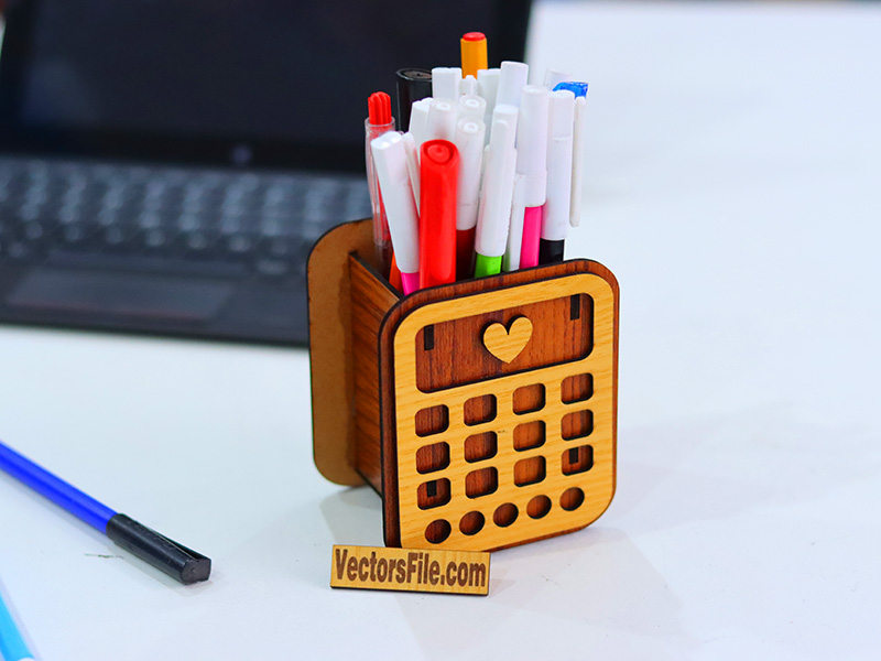 Laser Cutt Calculator Shaped Pen and Pencil Holder for Kids