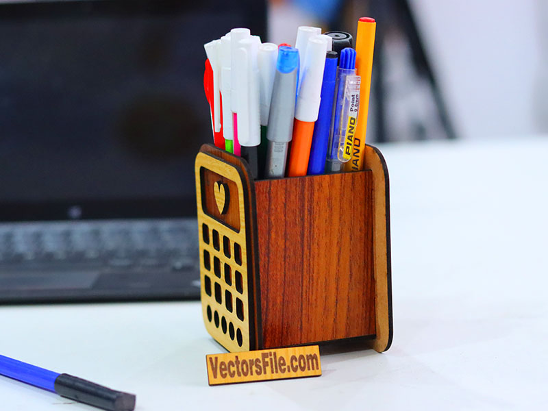 Laser Cutt Calculator Shaped Pen and Pencil Holder for Kids