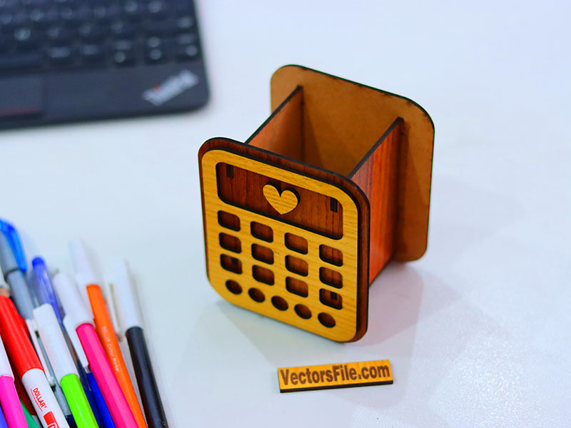 Laser Cutt Calculator Shaped Pen and Pencil Holder for Kids