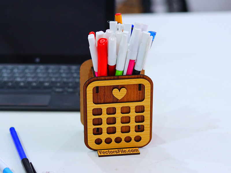 Laser Cutt Calculator Shaped Pen and Pencil Holder for Kids