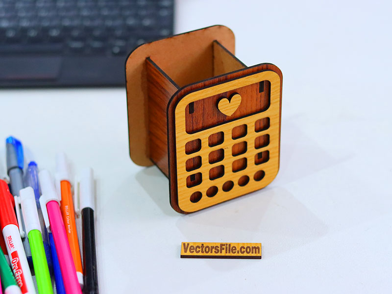 Laser Cutt Calculator Shaped Pen and Pencil Holder for Kids