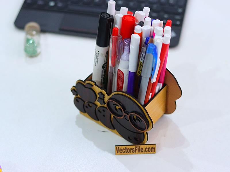 Laser Cut Kids Desk Organizer Pencil and Pen Holder Template