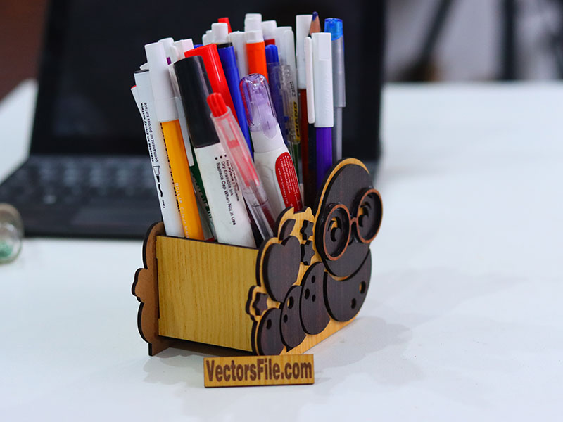 Laser Cut Kids Desk Organizer Pencil and Pen Holder Template