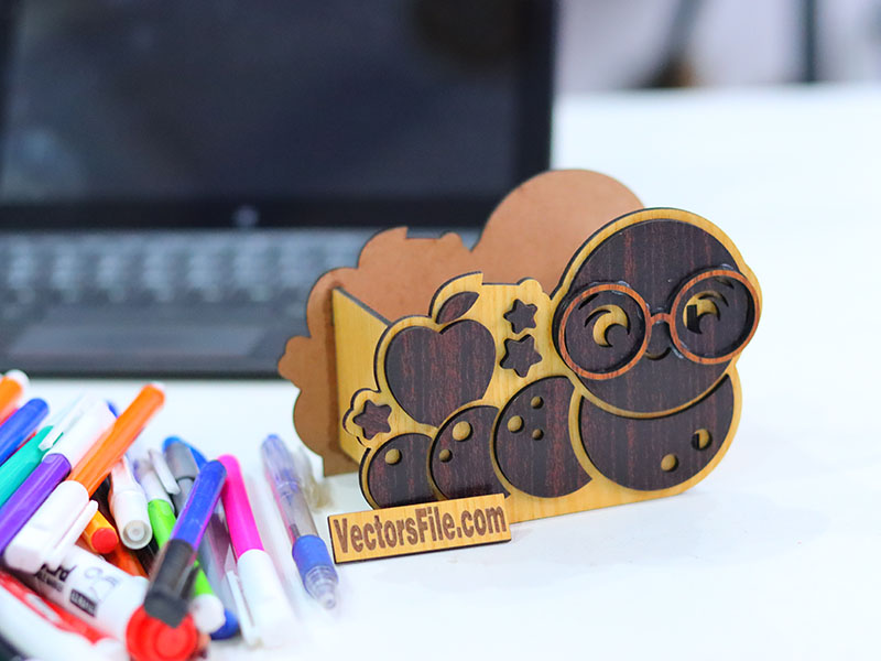Laser Cut Kids Desk Organizer Pencil and Pen Holder Template