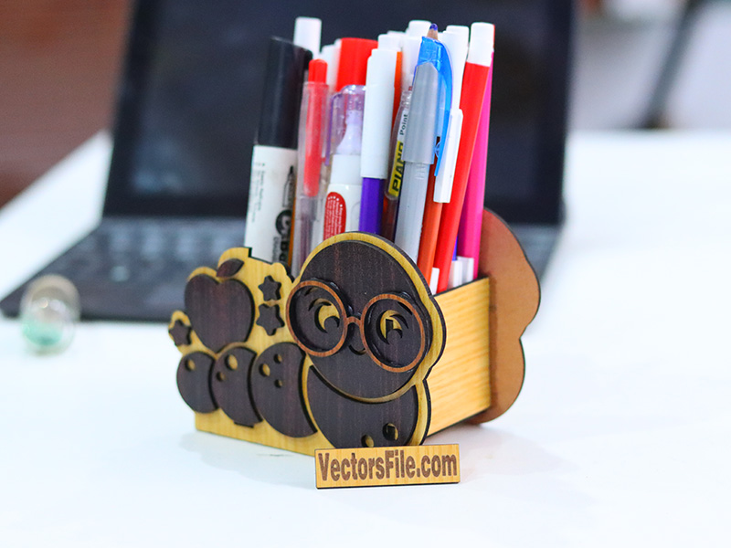 Laser Cut Kids Desk Organizer Pencil and Pen Holder Template