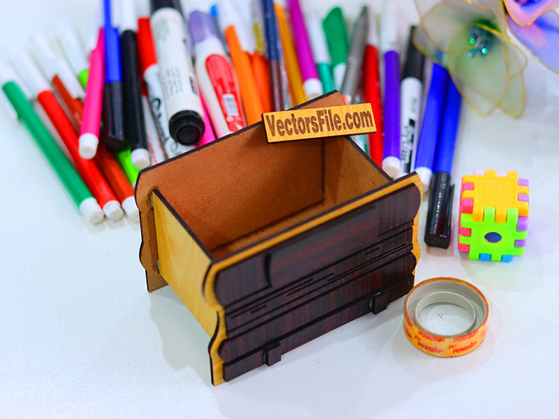 Laser Cut Pen and Pencil Holder for Kids School Desk Organizer