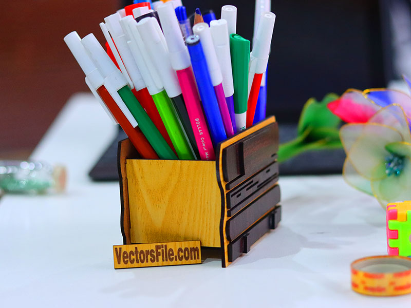 Laser Cut Pen and Pencil Holder for Kids School Desk Organizer