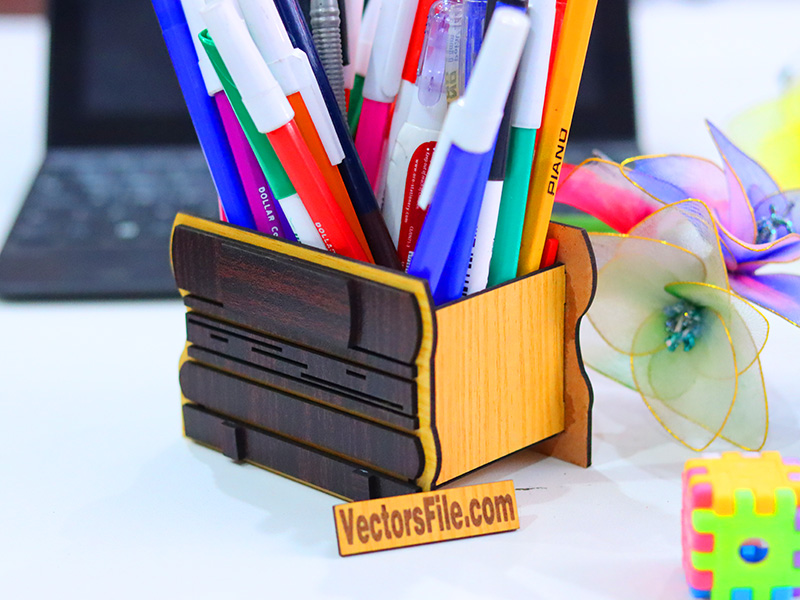 Laser Cut Pen and Pencil Holder for Kids School Desk Organizer