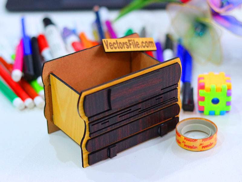 Laser Cut Pen and Pencil Holder for Kids School Desk Organizer