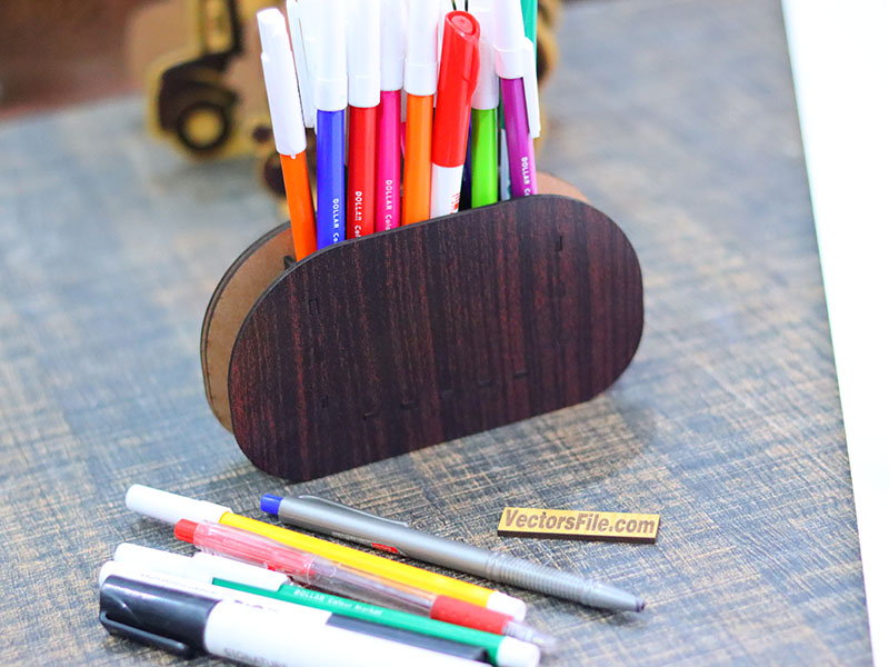 Laser Cut Piano Pattern Wooden Pen and Pencil Holder