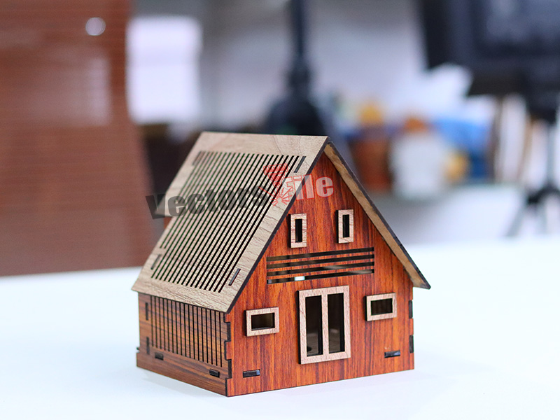 Laser Cut Tealight Miniature House Tea Light Holder Template