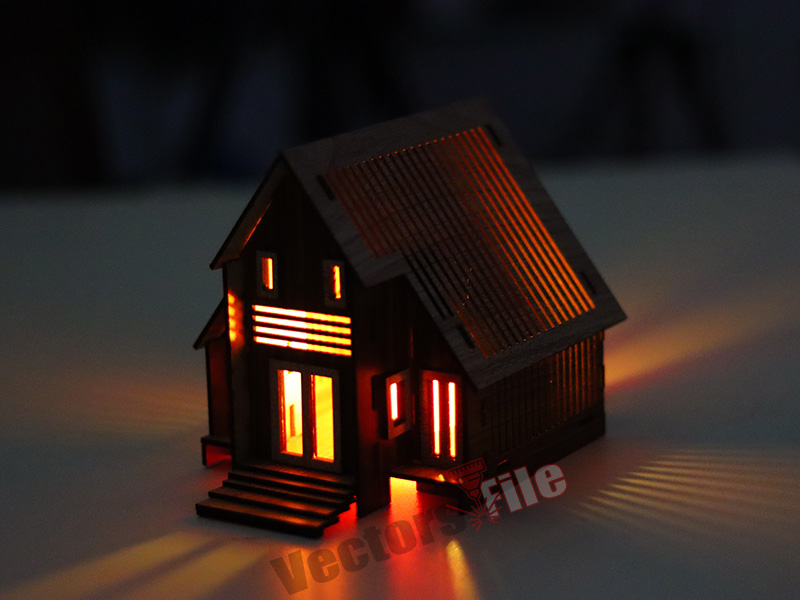 Laser Cut Tealight Miniature House Tea Light Holder Template