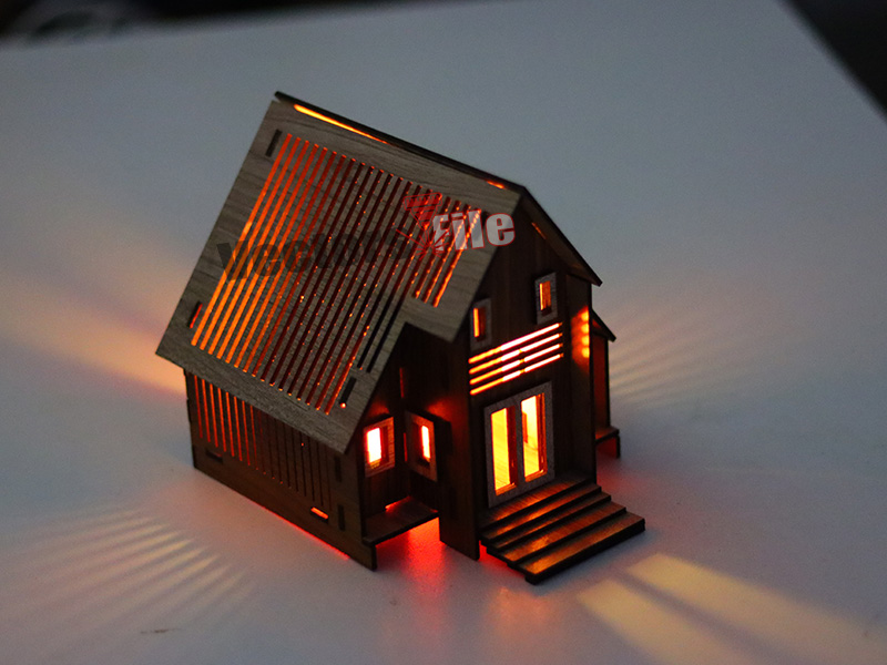 Laser Cut Tealight Miniature House Tea Light Holder Template