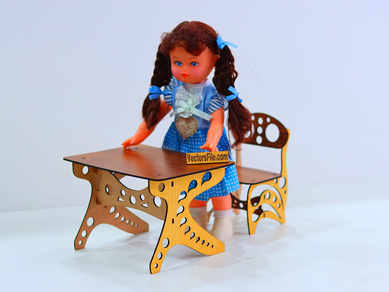 Laser Cut Miniature Chair and Table Wooden Dollhouse Furniture Template