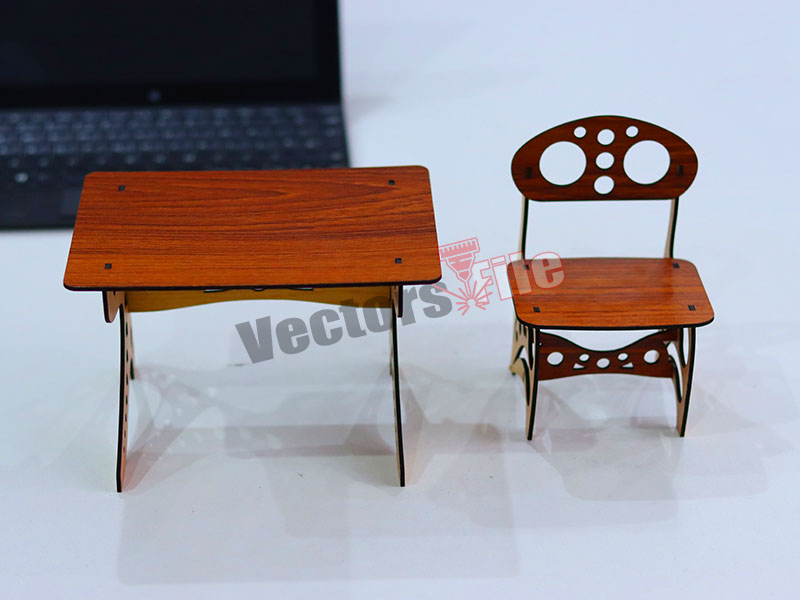 Laser Cut Miniature Chair and Table Wooden Dollhouse Furniture Template