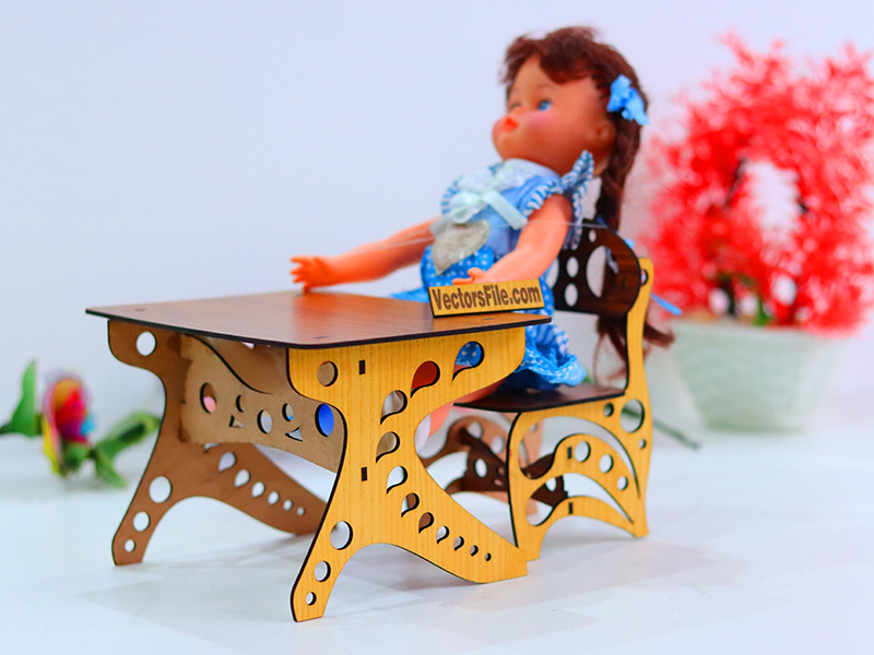 Laser Cut Miniature Chair and Table Wooden Dollhouse Furniture Template
