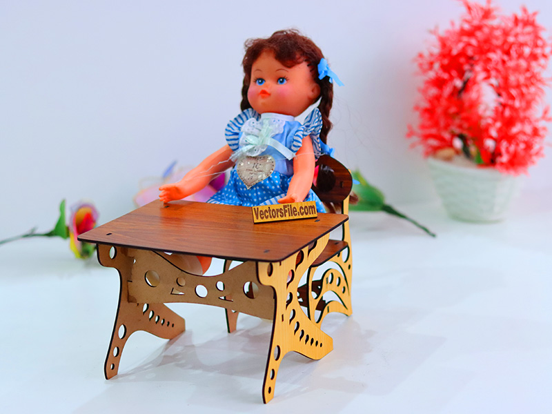 Laser Cut Miniature Chair and Table Wooden Dollhouse Furniture Template