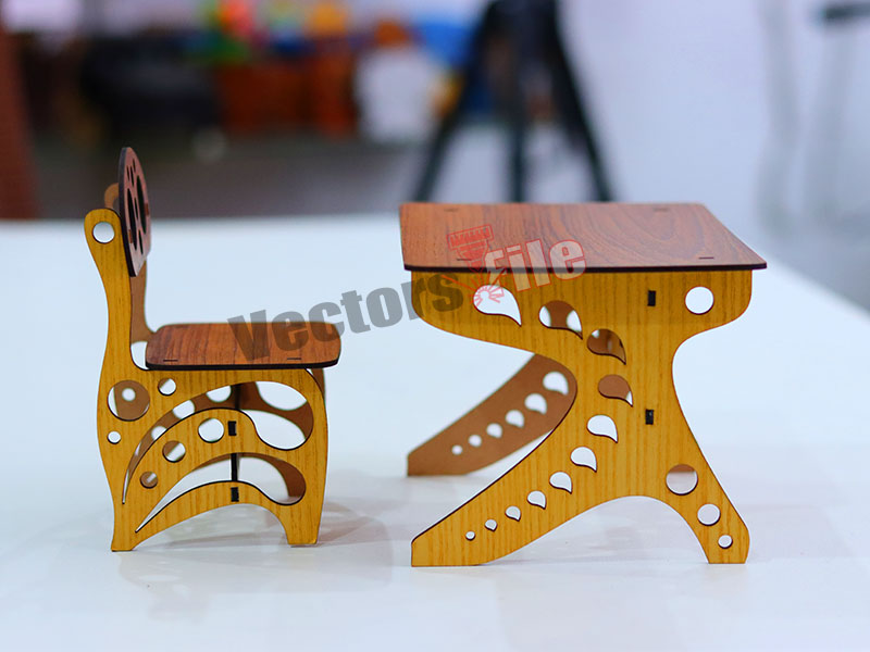 Laser Cut Miniature Chair and Table Wooden Dollhouse Furniture Template