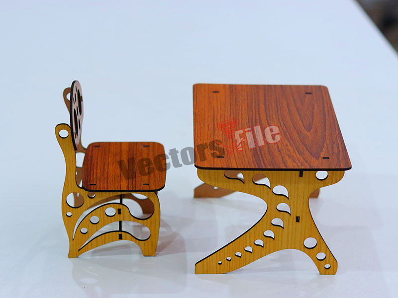 Laser Cut Miniature Chair and Table Wooden Dollhouse Furniture Template