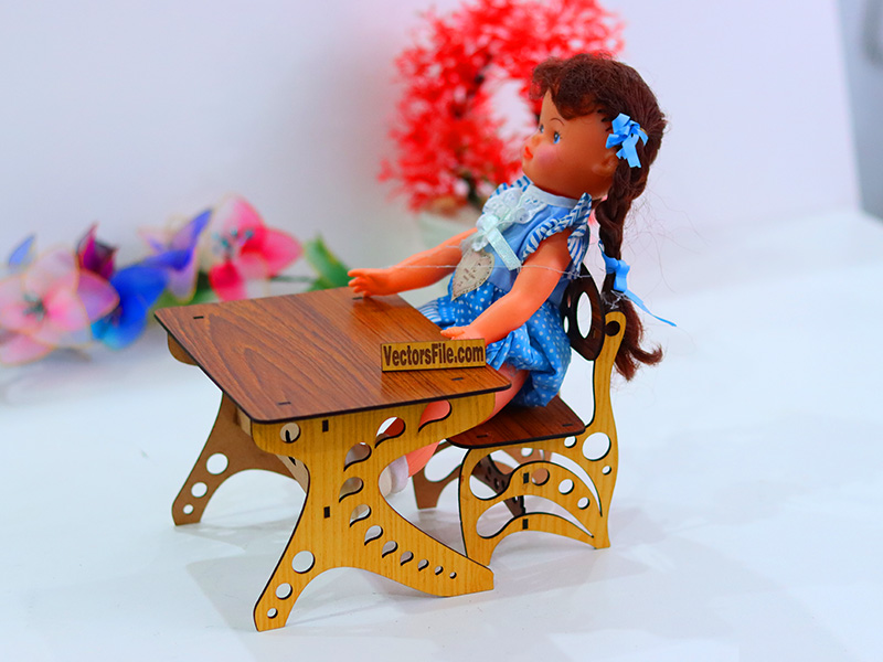 Laser Cut Miniature Chair and Table Wooden Dollhouse Furniture Template
