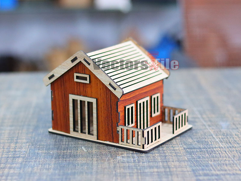 Laser Cut Miniature House Design Wooden Dollhouse Template
