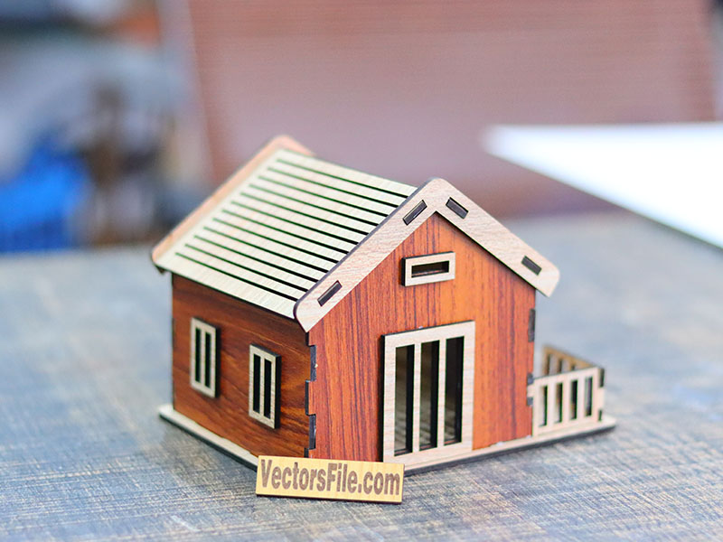 Laser Cut Miniature House Design Wooden Dollhouse Template