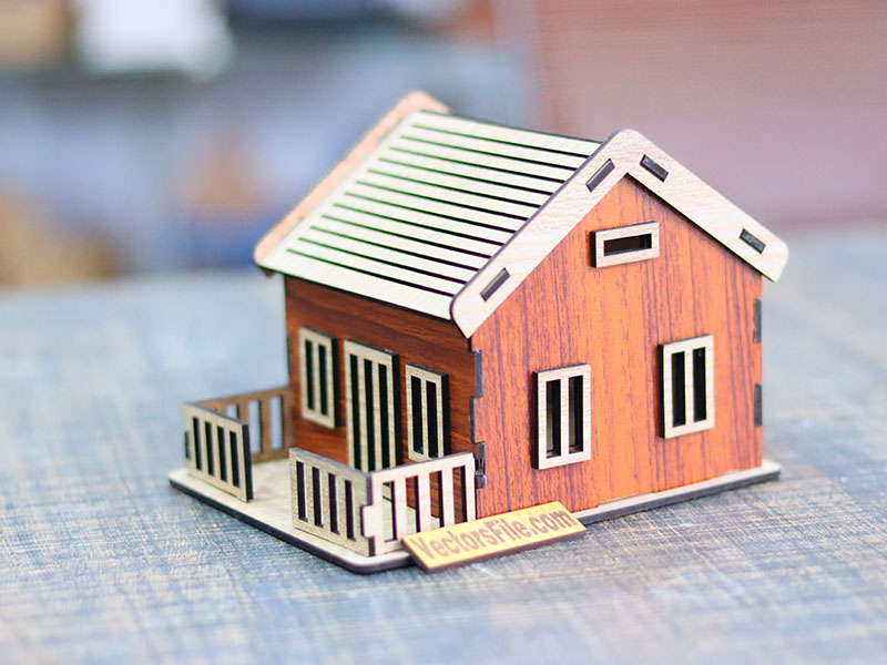 Laser Cut Miniature House Design Wooden Dollhouse Template