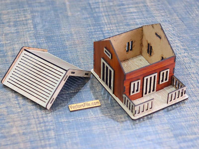 Laser Cut Miniature House Design Wooden Dollhouse Template