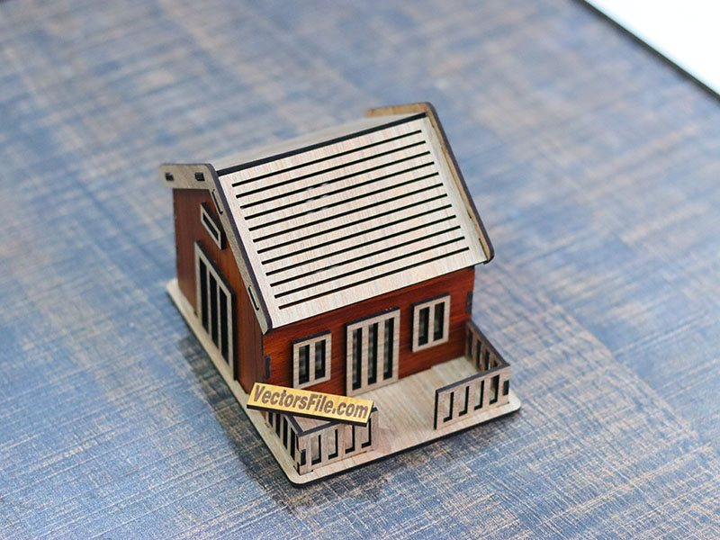 Laser Cut Miniature House Design Wooden Dollhouse Template
