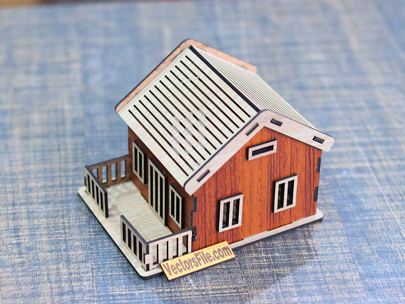 Laser Cut Miniature House Design Wooden Dollhouse Template
