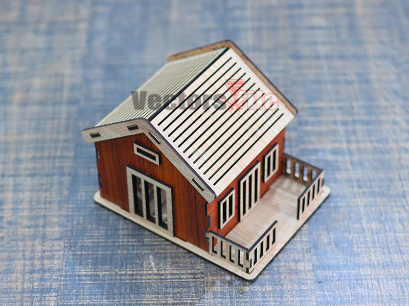 Laser Cut Miniature House Design Wooden Dollhouse Template