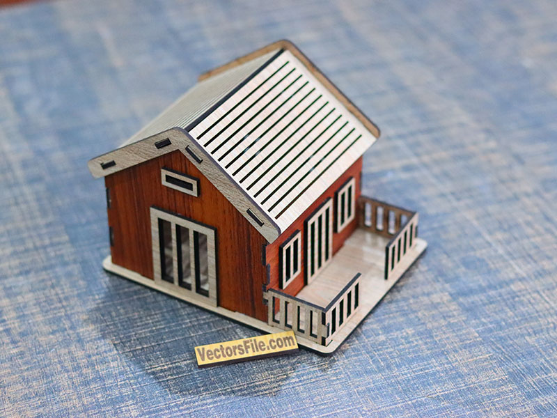 Laser Cut Miniature House Design Wooden Dollhouse Template