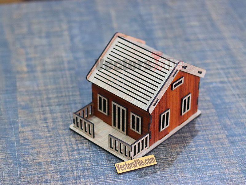 Laser Cut Miniature House Design Wooden Dollhouse Template