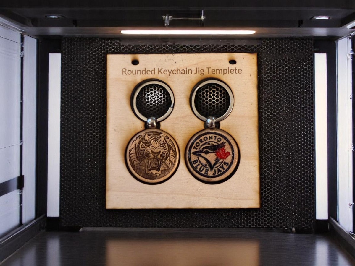 Laser Cut Wooden Keychain Jig Template for Laser Engraving