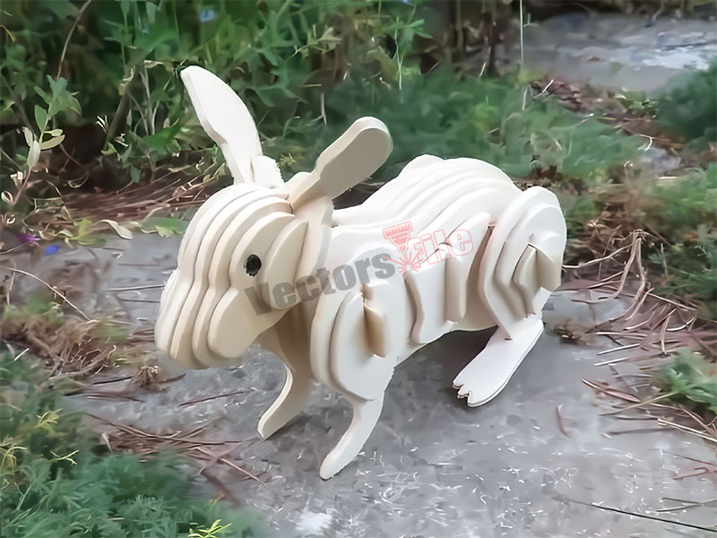Laser Cut 3D Puzzle Rabbit Toy Model Kit