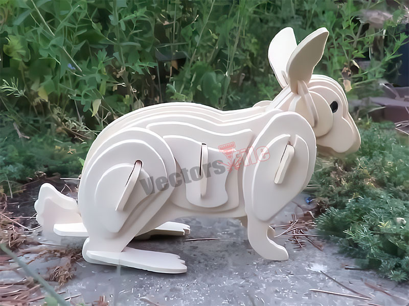 Laser Cut 3D Puzzle Rabbit Toy Model Kit