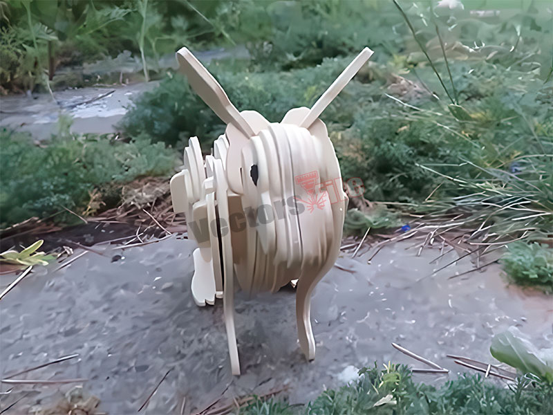 Laser Cut 3D Puzzle Rabbit Toy Model Kit