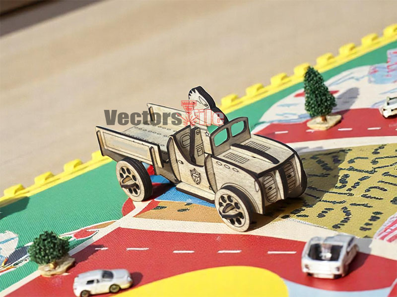 Laser Cut Wooden Miniature Toy Truck Model Kit