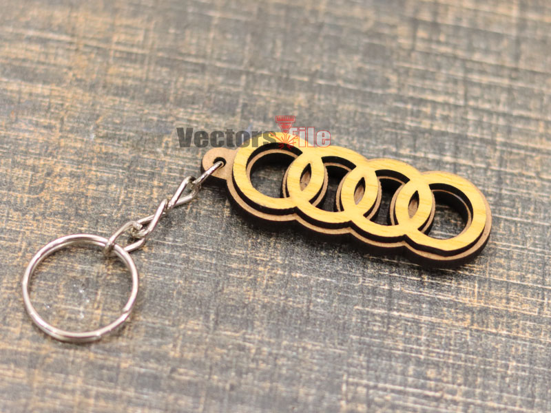 Laser Cut Wooden Audi Logo Keychain Template