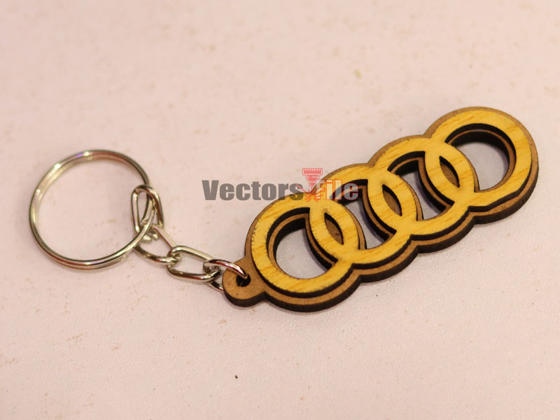 Laser Cut Wooden Audi Logo Keychain Template