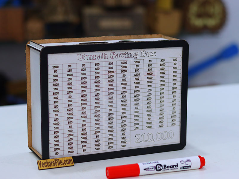 Laser Cut Wooden Umrah Saving Box Money Box Template