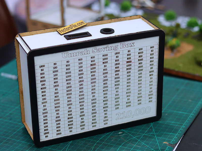 Laser Cut Wooden Umrah Saving Box Money Box Template