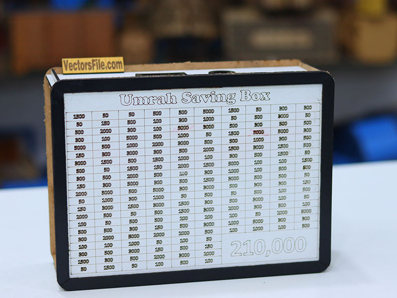 Laser Cut Wooden Umrah Saving Box Money Box Template