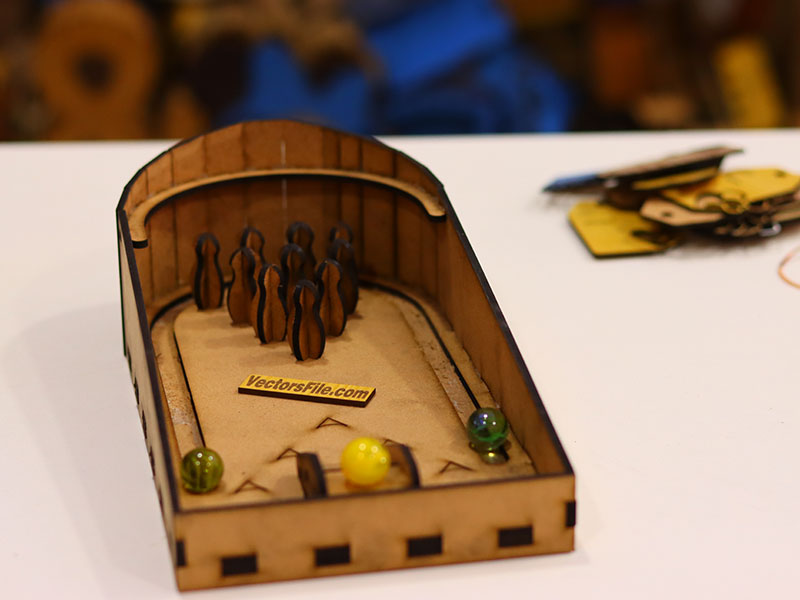 Laser Cut 3D Wooden Ten Pin Bowling Board Game for Kids